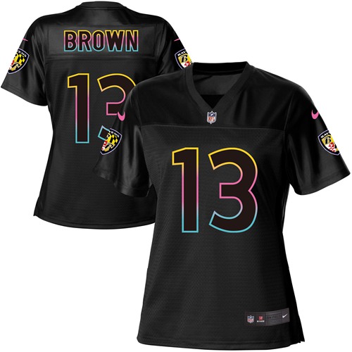 Nike Ravens #13 John Brown Black Women's NFL Fashion Game Jersey